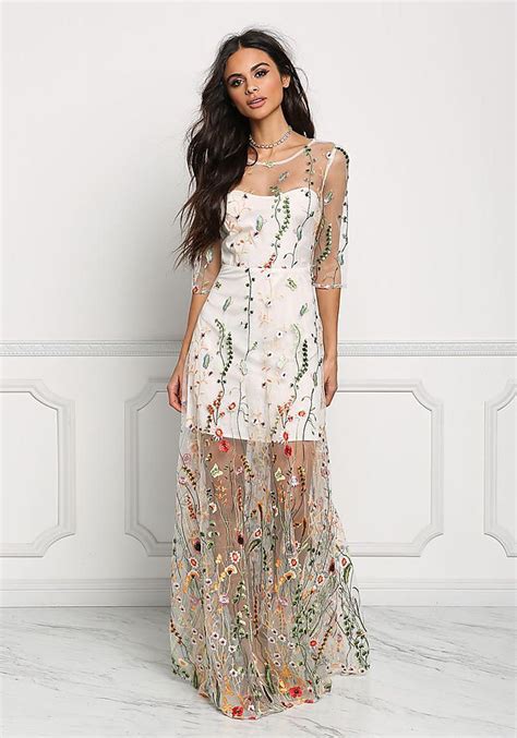 Multi Tulle Floral Embroidered Maxi Gown Boutique Culture