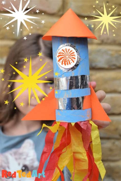 Easy Toilet Paper Roll Rocket Craft For Kids And Preschoolers Red Ted Art