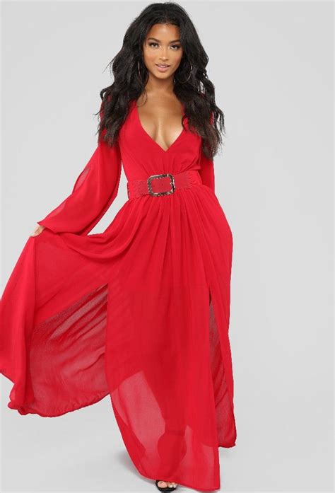 Fashion Nova Maxi Dress Red Dress Red Chiffon Maxi Dress