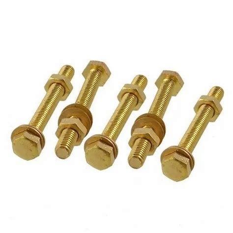 Industrial Fastener Natural Brass Nut Bolts Round And Hex Size 8m To