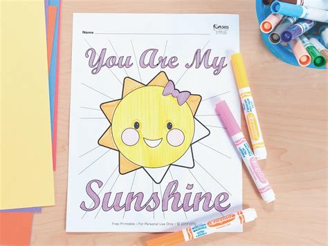 You Are My Sunshine Free Printable Coloring Page Sunshine First