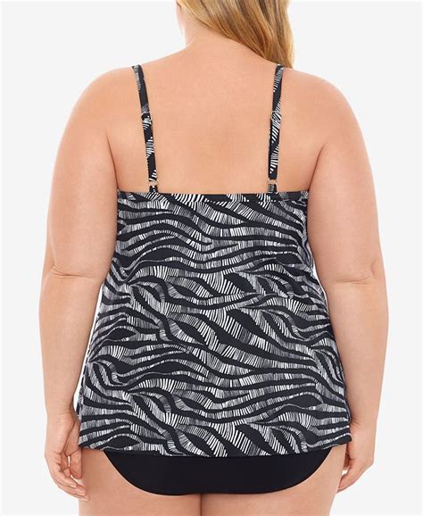 Swim Solutions Plus Size Flyaway Tummy Control Fauxkini One Piece Swimsuit Created For Macy S