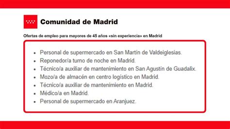 Ofertas De Empleo Para Mayores De 45 Años Sin Experiencia En Madrid