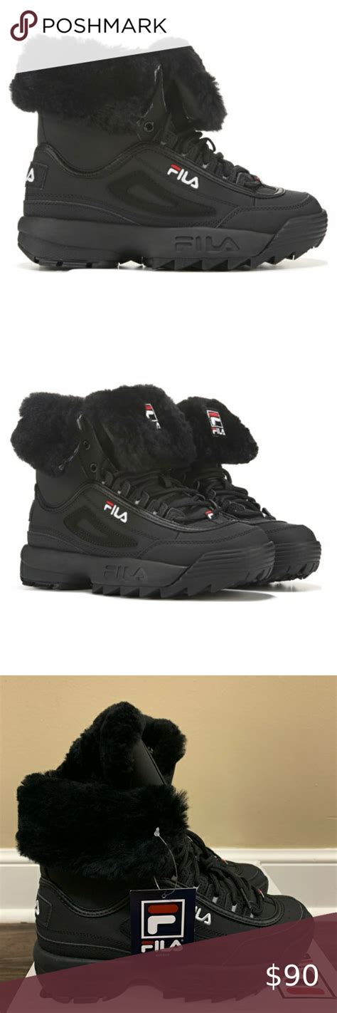 Fila Black Disruptor Shearling Boot Sneakers 9 Shearling Boots