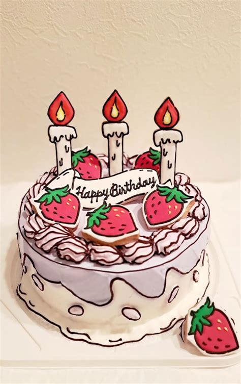 50 Cute Comic Cake Ideas For Any Occasion Light Grey Icing Drips Strawberry Comic