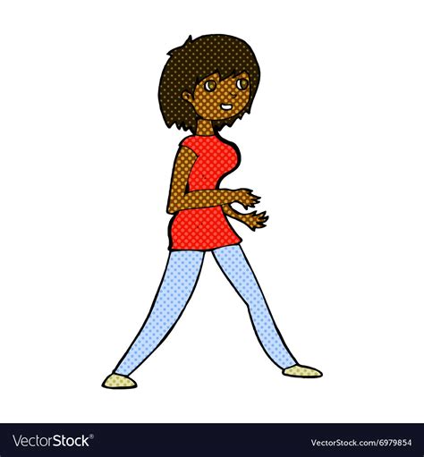Comic Cartoon Woman Walking Royalty Free Vector Image