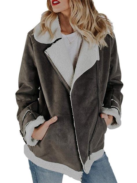 2018 Faux Leather Suede Locomotive Leather Jacket In Gray M Faux Suede Jacket