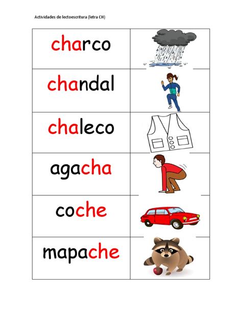 Palabras Con Ch Palabras Con Ch Actividades De Letras Aprendo A Leer