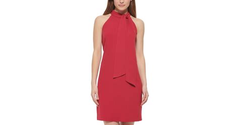Vince Camuto Synthetic Bow Neck Halter Dress In Raspberry Red Lyst