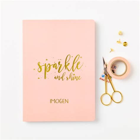 Personalised Sparkle And Shine Foiled Notebook By Martha Brook