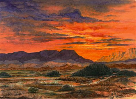 Desert Sunset Southwest Landscape Painting Print From Etsy