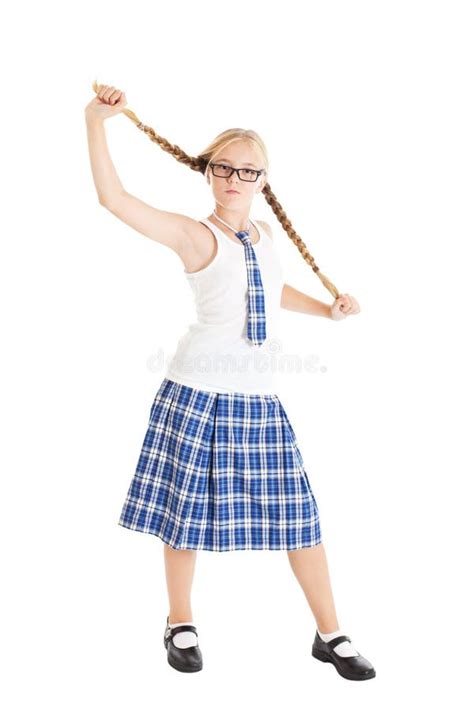 Schoolgirl Stretches Aside Their Long Braids Royalty Free Stock Images Image 29769849