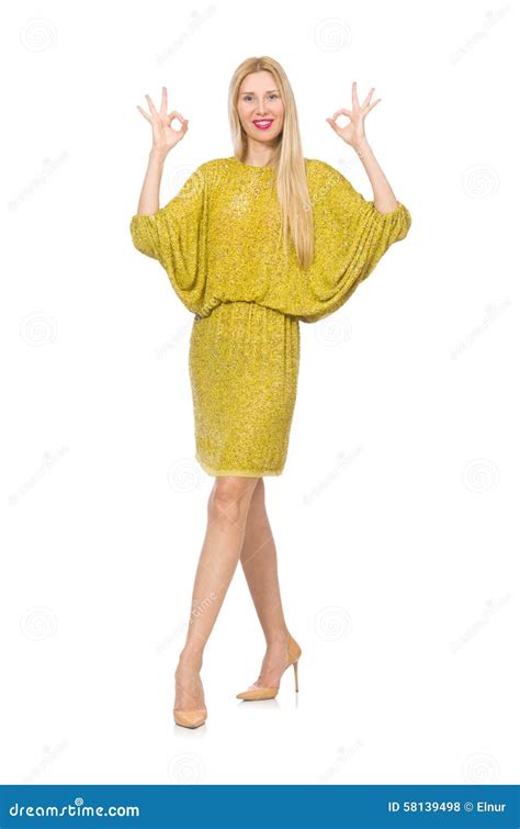 Pretty Tall Woman In Yellow Dress Stock Photo Image Of Confident