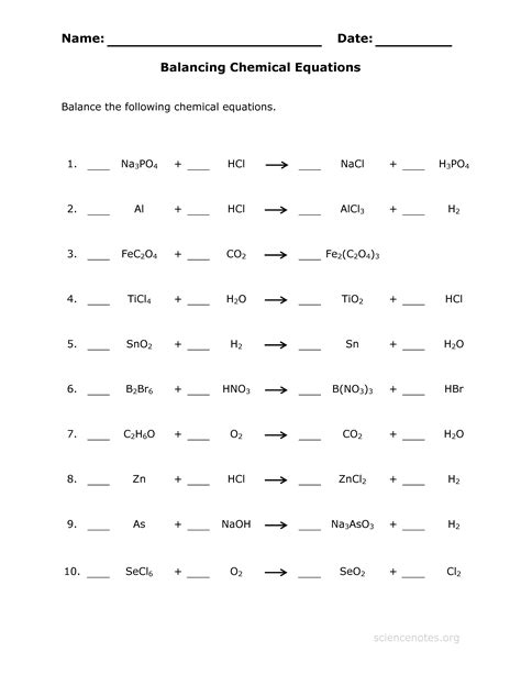 Yes no was this document useful for you? Balance Chemical Equations Practice Sheet