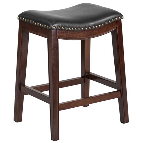 26 High Backless Cappuccino Wood Counter Height Stool With Black