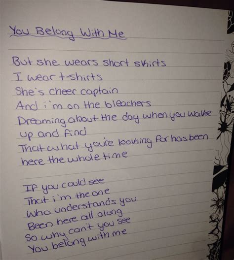 Taylor Swift You Belong With Me Lyrics