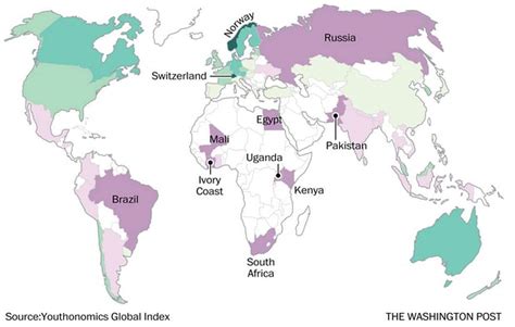 Map The Best And Worst Countries To Live In If Youre Under 25 The