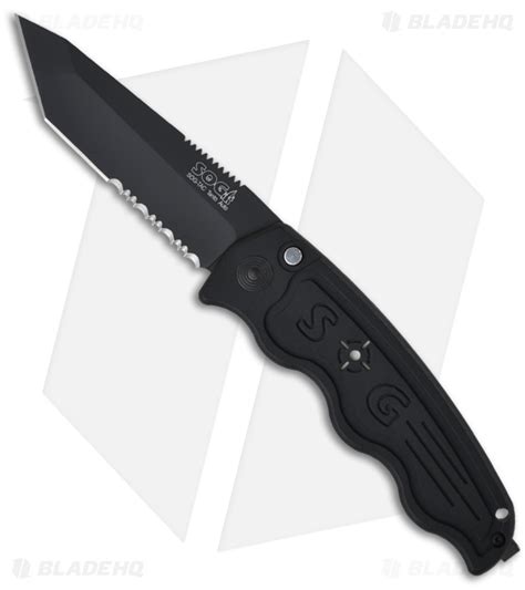 Sog Tac Tanto Automatic Knife Black Aluminum 35 Black Serr St 04