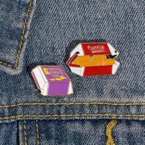 Chicken Nuggets Enamel Pins Fast Food Brooches Funny Box Lapel Pin