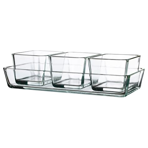 MIXTUR Oven/serving dish, set of 4, clear glass - IKEA | Serving dishes, Serving dishes set ...