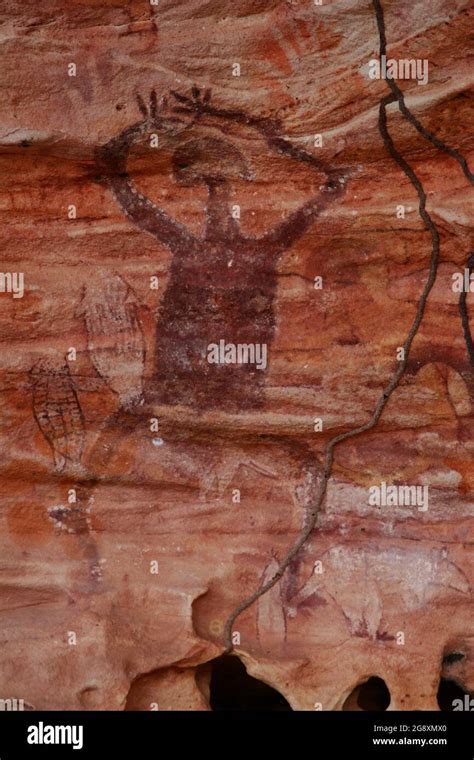 Ancient Aboriginal Rock Art Paintings In A Quinkan Style Located Near