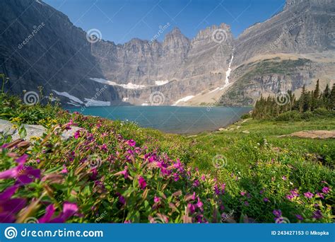 Iceberg Lake In Glacier National Park Stock Image Image Of Park