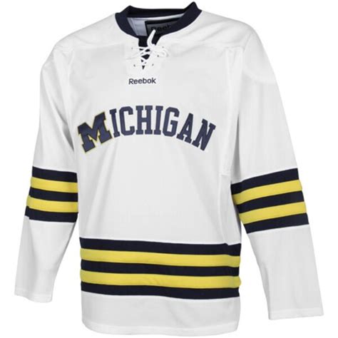 Reebok Michigan Wolverines Premier Lace Up Hockey Jersey White