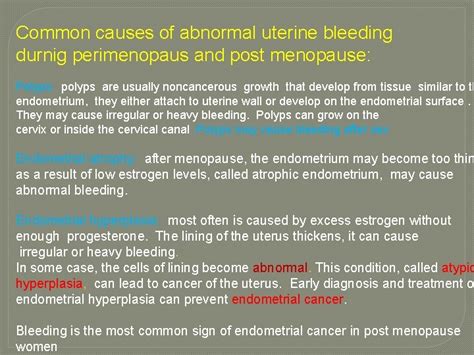 Aub Abnormal Uterine Bleeding During Perimenopause And Post