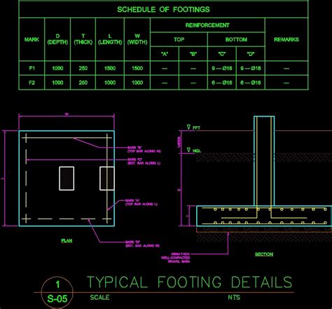 Typical Footing Details Dwg Detail For Autocad • Designs Cad