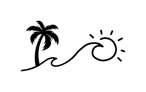 palm tree and waves that turn into the sun decal car truck etsy