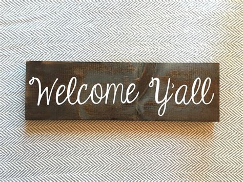 Welcome Yall Rustic Wood Sign Etsy
