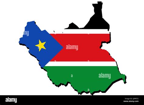 silueta del mapa de sudán del sur con su bandera fotografía de stock alamy