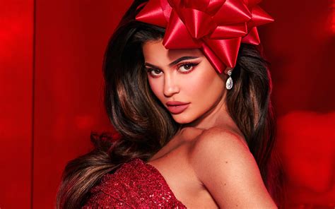 Download Wallpapers Kylie Jenner 4k Red Dress American Celebrity