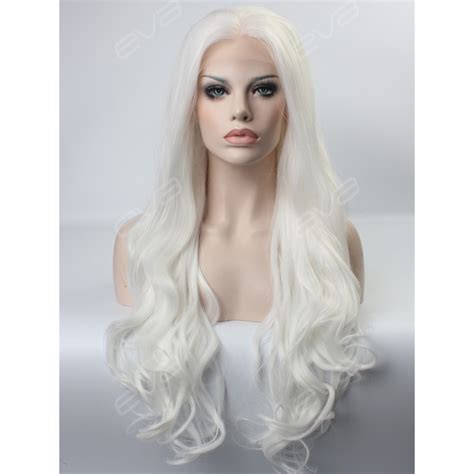 Gorgeous White Long Wavy Synthetic Lace Front Wig Synthetic Lace