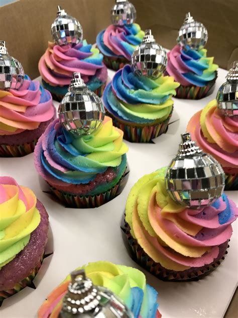 Tie Dye Cupcakes With Disco Ball Facebook Com FriscoCakePopShop