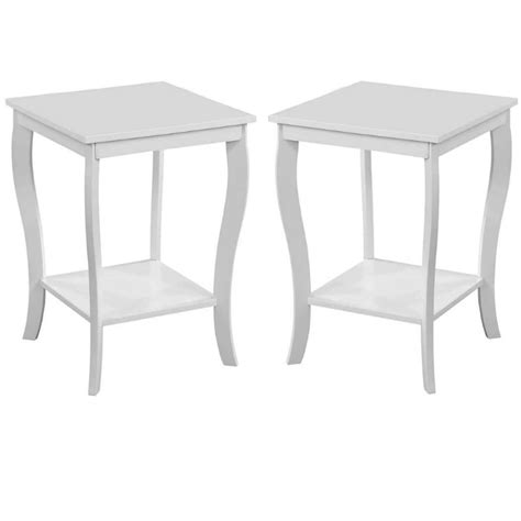 Home Square Furniture Square End Table In White Wood Finish Set Of 2