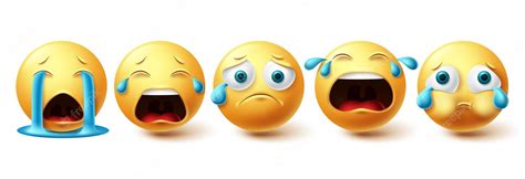 smileys emoticon pleurer vector set smiley emojis triste collection et icône jaune pour