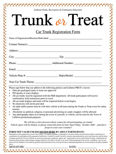 Trunk Or Treat Sign Up Sheet Fill Online Printable Fillable Blank