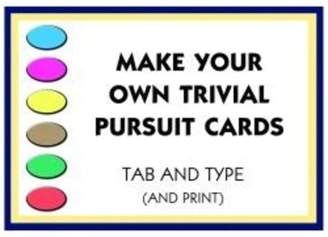 Maybe you would like to learn more about one of these? Make Your Own Trivial Pursuit Cards | HubPages