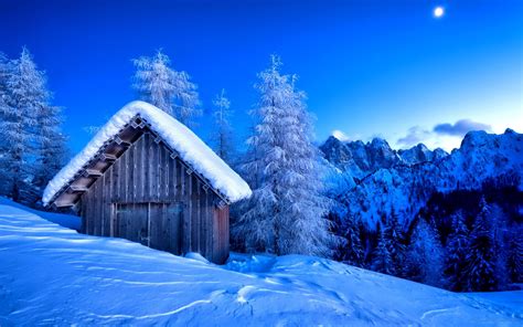 Old Barn On Winter Mountain Hd Wallpaper Background