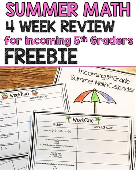 5th Grade Math Summer Review Freebie By Heather Mears Tpt This Summer