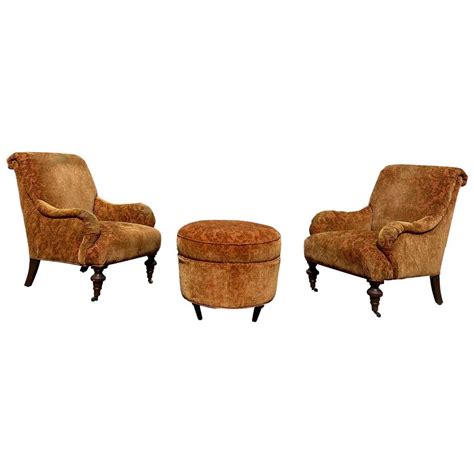 Hickory Chair Faux Bamboo Regency Caned Chair And Ottoman Set At 1stdibs