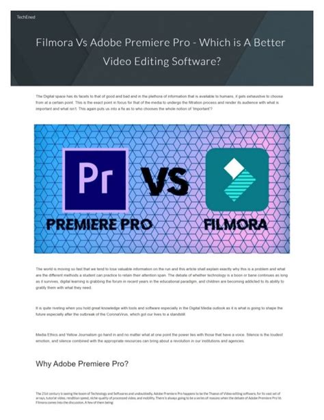 Adobe Premiere Pro Vs Filmora Best Video Editing Software