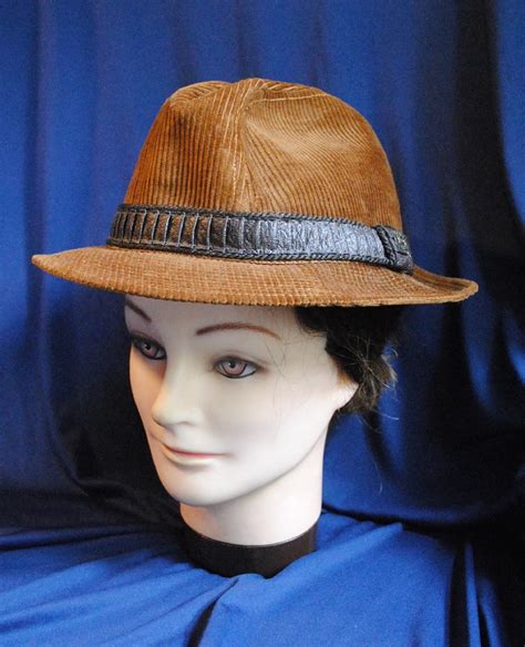 Vintage Stetson Brown Corduroy Traveler Fedora Hat 7 14 Etsy