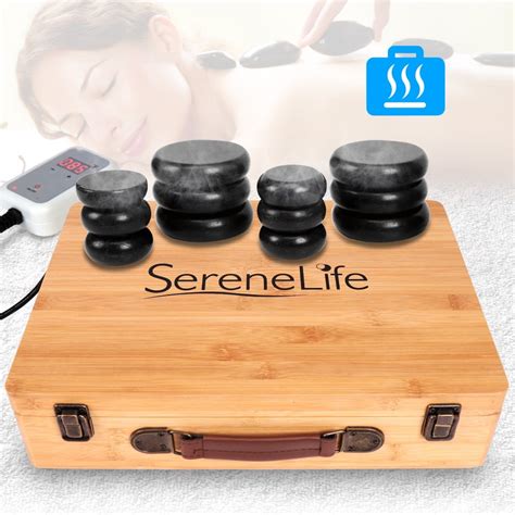 Serenelife Pslmsgst65 Hot Stone Massage Kit Portable Heated Rock Massaging Therapy System