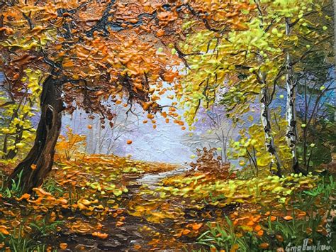 Colorful Autumn Maple Forest Painting Vibrant Autumn Leaf Etsy
