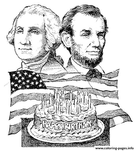 Happy Birthday Presidents Day Coloring Page Printable