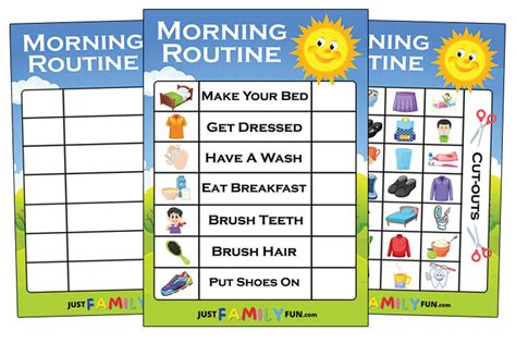 Template Children's Free Printable Editable Kids Morning Routine Chart
