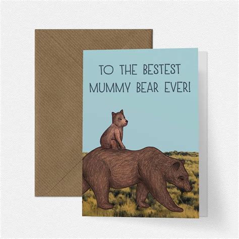 Cute Mummy Bear Mothers Day Card By Cherry Pie Lane