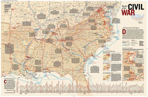 Battles Of The Civil War Wall Map By National Geographic Mapsales